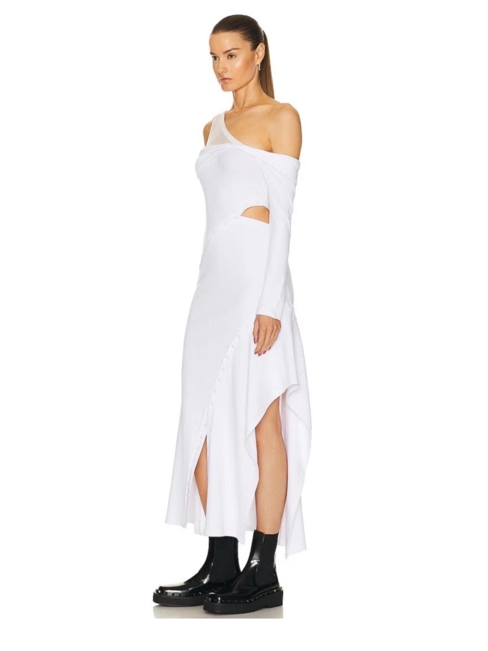 Jonathan Simkhai White Button Tinsley Dress Small